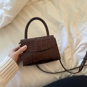 By Far Brown Crocodile Pattern Handbag